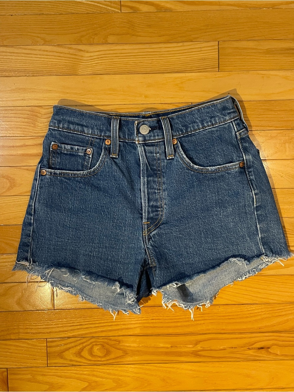 Vintage Levi’s 501 High-Rise Shorts Dark Blue Denim Cutoff